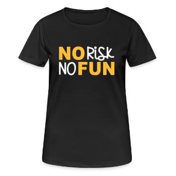 No risk no Fun Kein Risiko Spaß Statement mutig - Frauen T-Shirt atmungsaktiv - Schwarz - Vorne - AI Model Female 172 light (172cm)