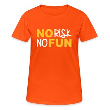 No risk no Fun Kein Risiko Spaß Statement mutig - Frauen T-Shirt atmungsaktiv - Neonorange - Vorne - AI Model Female 172 dark (172cm)