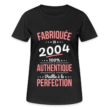 Anniversaire 20 ans - Fabriquée en 2004 - T-shirt respirant Femme - noir - Devant - AI Model Female 172 light (172cm)
