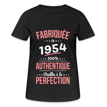 Anniversaire 70 ans - Fabriquée en 1954 - T-shirt respirant Femme - noir - Devant - AI Model Female 172 light (172cm)