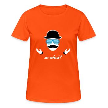 so what Sir - Frauen T-Shirt atmungsaktiv - Neonorange - Vorne - AI Model Female 172 dark (172cm)