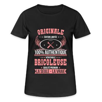 Authentique et véritable bricoleuse - Originale - T-shirt respirant Femme - noir - Devant - AI Model Female 172 light (172cm)