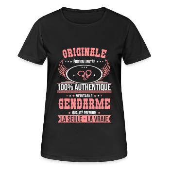 Authentique et véritable gendarme - Originale - T-shirt respirant Femme - noir - Devant - AI Model Female 172 light (172cm)