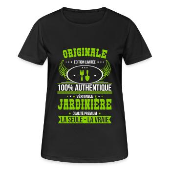 Authentique et véritable jardinière - Originale - T-shirt respirant Femme - noir - Devant - AI Model Female 172 light (172cm)