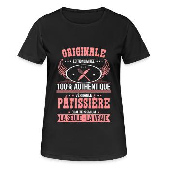 Authentique et véritable pâtissière - Originale - T-shirt respirant Femme - noir - Devant - AI Model Female 172 light (172cm)