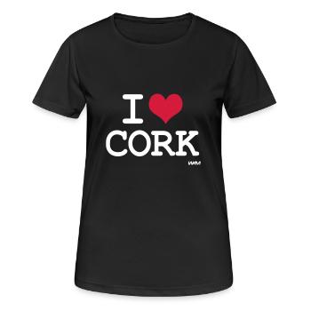 i love cork by wam - Women's Breathable T-Shirt - black - Front - AI Model Female 172 light (172cm)