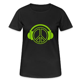 peace - headphones - music - Frauen T-Shirt atmungsaktiv - Schwarz - Vorne - AI Model Female 172 light (172cm)