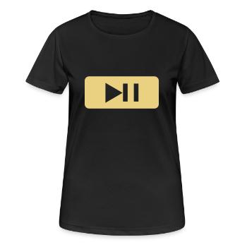 Play - Pause - Tasten - Player - Musik - Frauen T-Shirt atmungsaktiv - Schwarz - Vorne - AI Model Female 172 light (172cm)