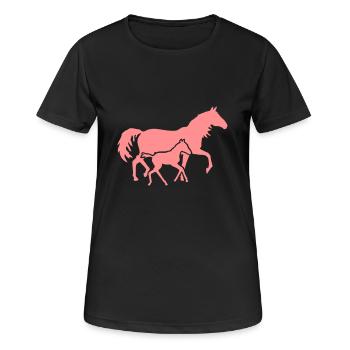 Fohlen mit Stute - Frauen T-Shirt atmungsaktiv - Schwarz - Vorne - AI Model Female 172 light (172cm)