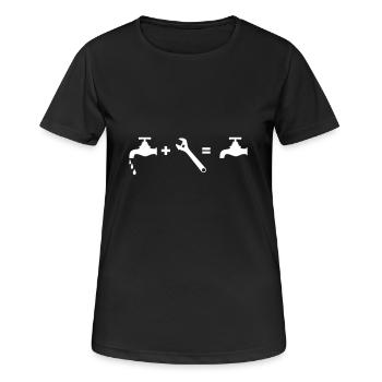 Klempner repariert Wasserhahn - Frauen T-Shirt atmungsaktiv - Schwarz - Vorne - AI Model Female 172 light (172cm)