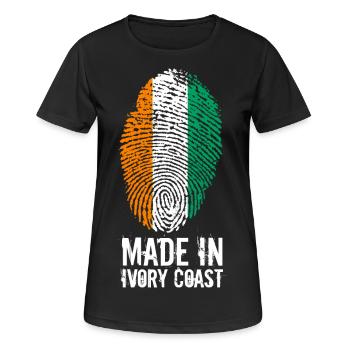 Made In Côte-d'Ivoire / Côte-d'Ivoire - T-shirt respirant Femme - noir - Devant - AI Model Female 172 light (172cm)