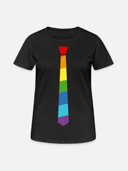 Regenbogen Krawatte - Fahne - Flagge - Gay Pride - Frauen T-Shirt atmungsaktiv - Schwarz