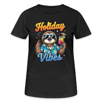 Urlaub Sommer Strand Urlauber Faultier Beachparty - Frauen T-Shirt atmungsaktiv - Schwarz - Vorne - AI Model Female 172 light (172cm)