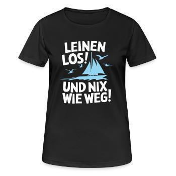Leinen los und nichts wie weg! Wir legen ab! - Frauen T-Shirt atmungsaktiv - Schwarz - Vorne - AI Model Female 172 light (172cm)