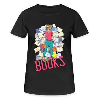Literatur und die Liebe zum Buch - Frauen T-Shirt atmungsaktiv - Schwarz - Vorne - AI Model Female 172 light (172cm)