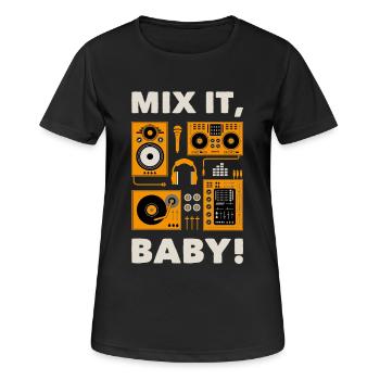 MIX IT - Funny DJ T-SHIRT cadeau - T-shirt respirant Femme - noir - Devant - AI Model Female 172 light (172cm)