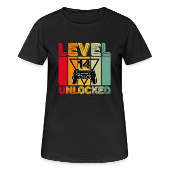 Jeu du 14e anniversaire Niveau 14 ans déverrouillé - T-shirt respirant Femme - noir - Devant - AI Model Female 172 light (172cm)