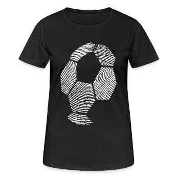 Fußball Fingerprint - Soccer Fingerprint -Team-DNA - Frauen T-Shirt atmungsaktiv - Schwarz - Vorne - AI Model Female 172 light (172cm)
