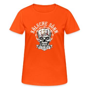 Kölsche Sönn - T-shirt respirant Femme - orange néon - Devant - AI Model Female 172 dark (172cm)