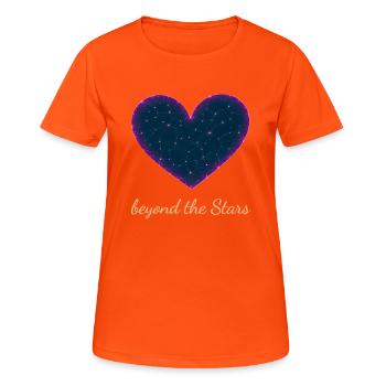 Liebe jenseits der Sterne Herz-Design - Frauen T-Shirt atmungsaktiv - Neonorange - Vorne - AI Model Female 172 dark (172cm)