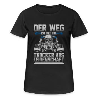 Trucker aus Leidenschaft - Frauen T-Shirt atmungsaktiv - Schwarz - Vorne - AI Model Female 172 light (172cm)