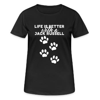 Dog / Jack Russell: Life Is Better With A Jack - Women's Breathable T-Shirt - black - Front - AI Model Female 172 light (172cm)