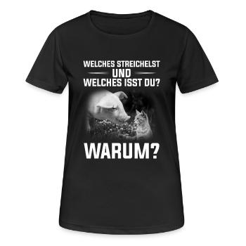 Welches streichelst du? - Frauen T-Shirt atmungsaktiv - Schwarz - Vorne - AI Model Female 172 light (172cm)