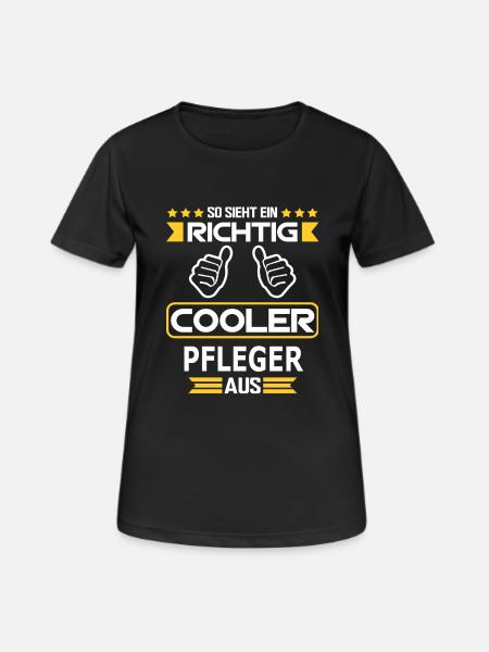 PFLEGER - Frauen T-Shirt atmungsaktiv - Schwarz