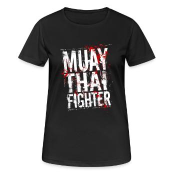Muay Thai fighter blanc - T-shirt respirant Femme - noir - Devant - AI Model Female 172 light (172cm)