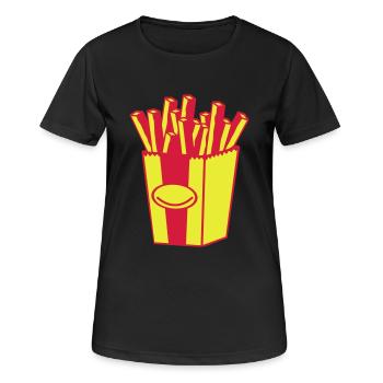 Pommes - Frauen T-Shirt atmungsaktiv - Schwarz - Vorne - AI Model Female 172 light (172cm)