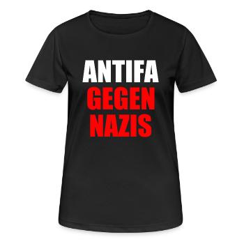 Antifa contre les nazis - T-shirt respirant Femme - noir - Devant - AI Model Female 172 light (172cm)