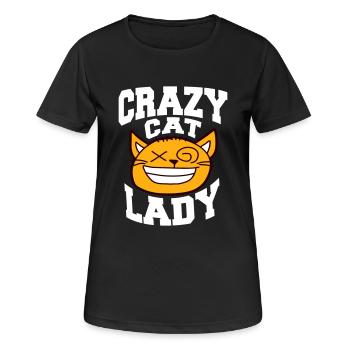 Chat fou Dame Texte Folle Femme Chats Amour - T-shirt respirant Femme - noir - Devant - AI Model Female 172 light (172cm)