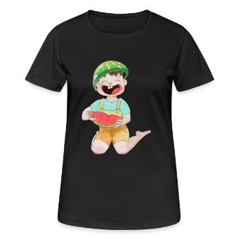 Happy child with watermelon - Women's Breathable T-Shirt - black - Front - AI Model Female 172 light (172cm)