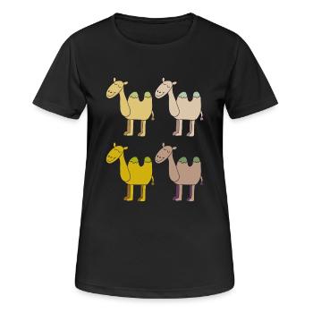 Troupeau de chameaux coloré - T-shirt respirant Femme - noir - Devant - AI Model Female 172 light (172cm)