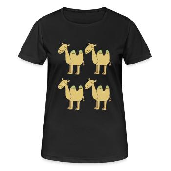 kamel herde - Frauen T-Shirt atmungsaktiv - Schwarz - Vorne - AI Model Female 172 light (172cm)