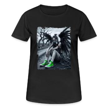 Gefallener Engel mit Gasmaske - Frauen T-Shirt atmungsaktiv - Schwarz - Vorne - AI Model Female 172 light (172cm)