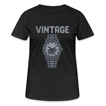 Une montre vintage argentée respire le flair - T-shirt respirant Femme - noir - Devant - AI Model Female 172 light (172cm)