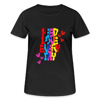 Need Love Every Day – because love is strength - Women's Breathable T-Shirt - black - Front - AI Model Female 172 light (172cm)