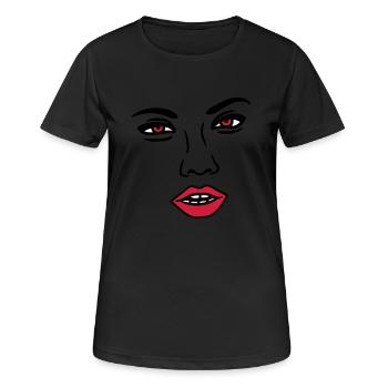 frau sexy nase gesicht kopf weiblich maedchen girl - Frauen T-Shirt atmungsaktiv - Schwarz - Vorne - AI Model Female 172 light (172cm)