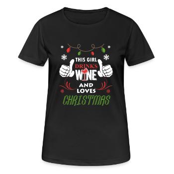 Weihnachten Girl Love Christmas Xmas Geschenk - Frauen T-Shirt atmungsaktiv - Schwarz - Vorne - AI Model Female 172 light (172cm)