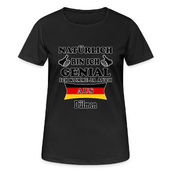 Geschenk Genial komme aus Dülmen - Frauen T-Shirt atmungsaktiv - Schwarz - Vorne - AI Model Female 172 light (172cm)