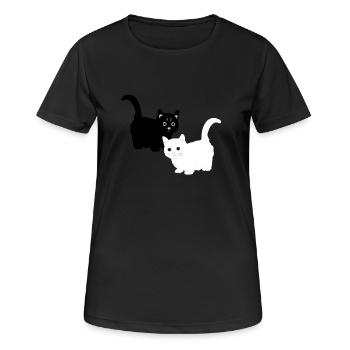 Katzen - Frauen T-Shirt atmungsaktiv - Schwarz - Vorne - AI Model Female 172 light (172cm)
