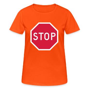 Panneau stop - T-shirt respirant Femme - orange néon - Devant - AI Model Female 172 dark (172cm)
