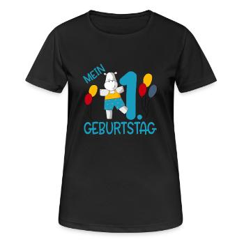 Mein erster Geburtstag - Frauen T-Shirt atmungsaktiv - Schwarz - Vorne - AI Model Female 172 light (172cm)
