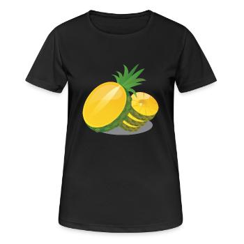 Ananas in Scheiben - Frauen T-Shirt atmungsaktiv - Schwarz - Vorne - AI Model Female 172 light (172cm)