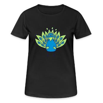 pfau fasan vogel federn gross maennlich schoen hue - Frauen T-Shirt atmungsaktiv - Schwarz - Vorne - AI Model Female 172 light (172cm)
