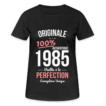 Anniversaire 40 ans - Originale 1985 - T-shirt respirant Femme - noir - Devant - AI Model Female 172 light (172cm)