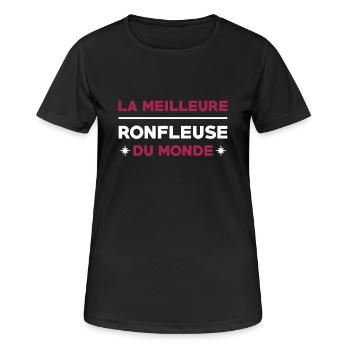 Ronfleur / Ronfleuse / Ronfler / Ronflement - T-shirt respirant Femme - noir - Devant - AI Model Female 172 light (172cm)