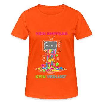German TV - No reception, no loss - Women's Breathable T-Shirt - neon orange - Front - AI Model Female 172 dark (172cm)
