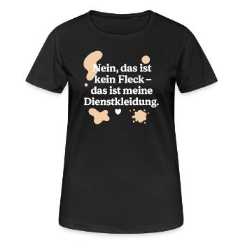 Das ist kein Fleck (weiß & beige) - Frauen T-Shirt atmungsaktiv - Schwarz - Vorne - AI Model Female 172 light (172cm)